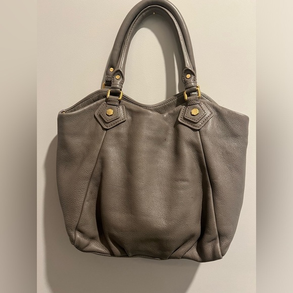 Auth MARC BY MARC JACOBS Classic Q Fran - Gray Leather Tote Bag USED - Picture 12 of 16